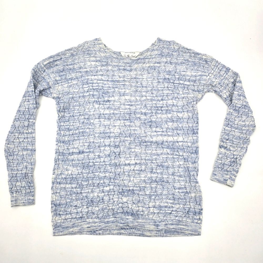 Leo & Nicole Light Blue Cree Neck Cable Knit Sweatshirt Size M